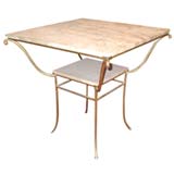 Gold Leaf Wrought Iron Two-Tier Table by René Drouet
