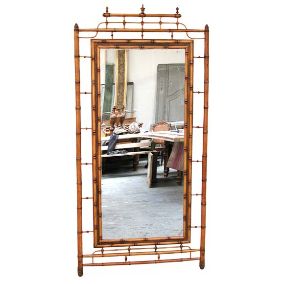 Full Length  Faux Bamboo Framed Mirror For Sale