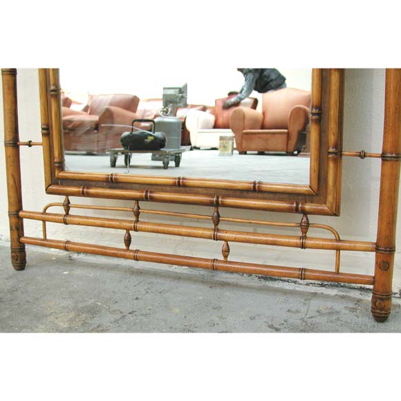 French Full Length  Faux Bamboo Framed Mirror For Sale