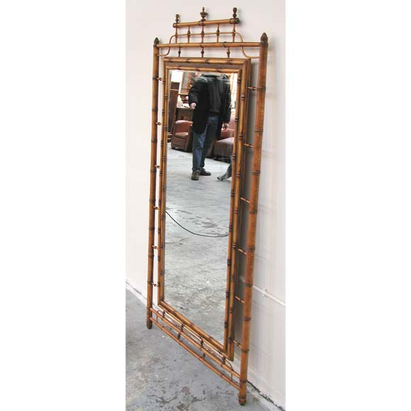 Ash Full Length  Faux Bamboo Framed Mirror For Sale