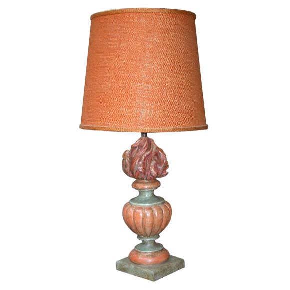 Patina Carved Gadroon Flame Table Lamp For Sale