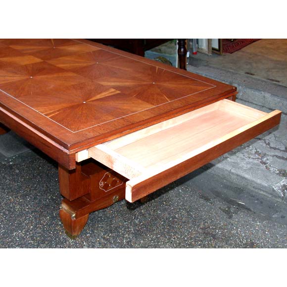 Oak Mother of Peal Marqueterie Dining Table For Sale