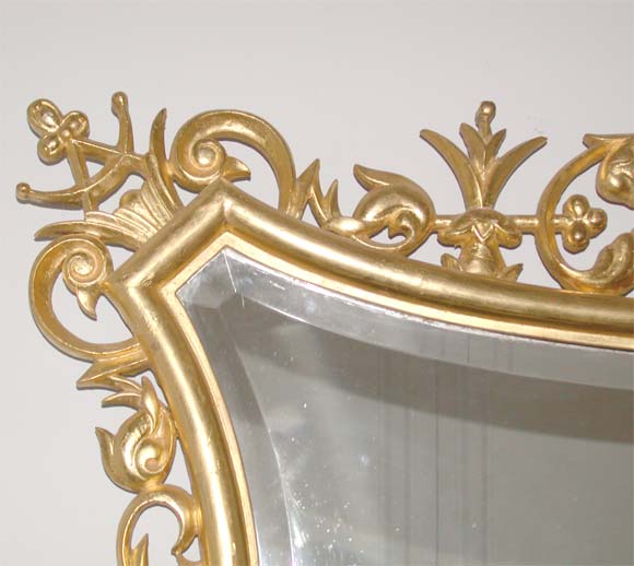 Hungarian Ornate Gold Leaf Carved Frame Mirror by Lajos Kozma  For Sale
