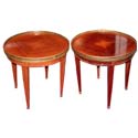 Pair of Round Brass Gallery Top End Tables