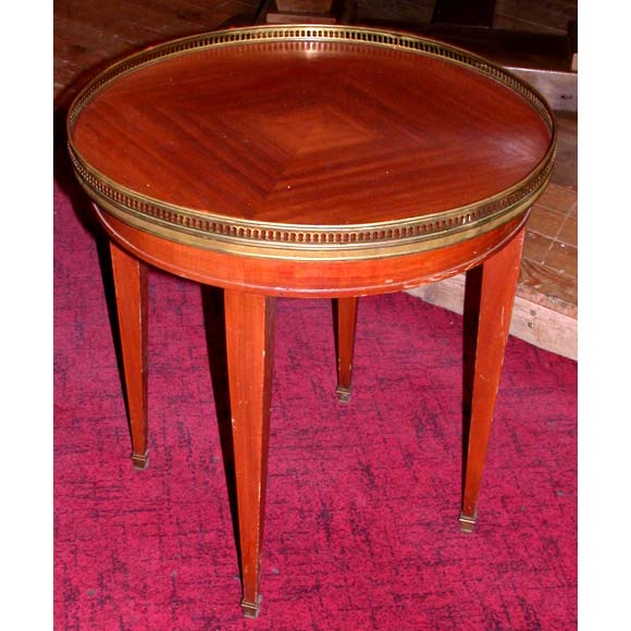Pair of Round Brass Gallery Top End Tables