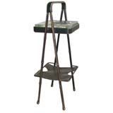 Black Saddle Stitched Leather Ashtray Stand by Jacques Adnet