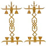 Pair of Gilt Bronze Asian Style Wall Light Appliques