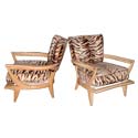 Pair of Tiger Print Beech Wood Frame Chairs