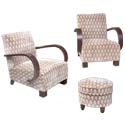 Pair of 30's Curved Armchairs and Poof