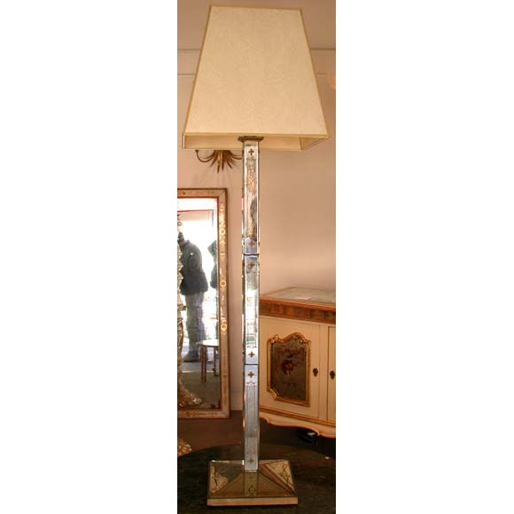 20th Century Eglomisé Mirror Floor Lamp For Sale