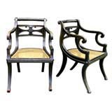 Pair of Ebony Stained Sheraton Style Chairs