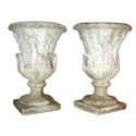 Pair of Carved Stone Urns