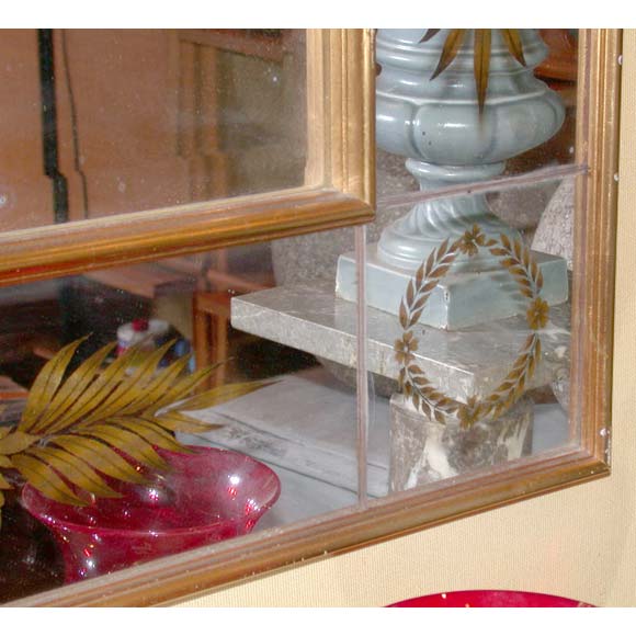 1940's Eglomisé Eagle, Swan, Figure and Foliage Frame Mirror