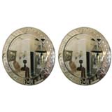 Pair of Large Round Bubble Lens Frame Mirror