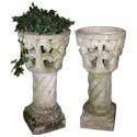 Pair of Twisted Column Stone Urns