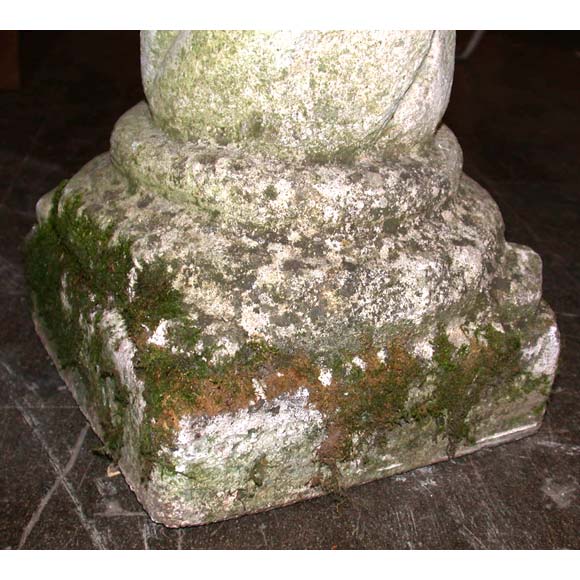 Pair of Twisted Column Stone Urns