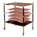 Double Tier Brass and Black Opaline Rolling Table