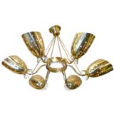 Six Perforated Brass Shaded Ceiling Light