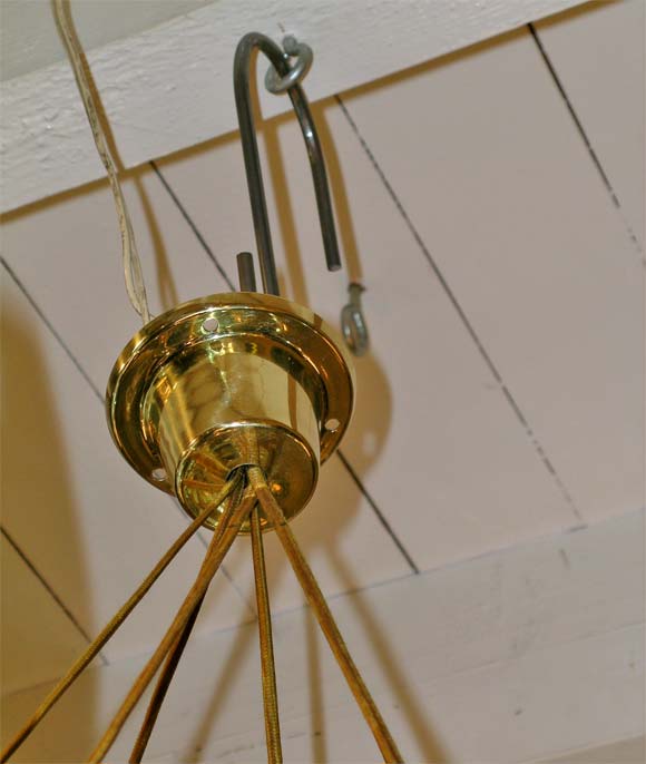 Six Perforated Brass Shaded Ceiling Light In Good Condition For Sale In Charleston, SC