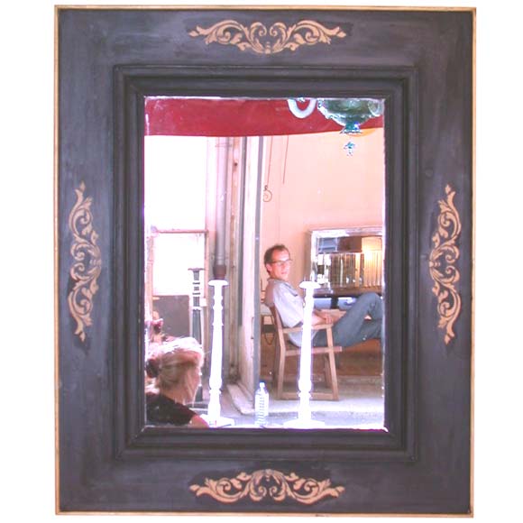 Matt Black and Gilt Stencil Frame Mirror For Sale at 1stDibs stencil