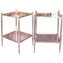 Pair of Two Tier Square Brass and Glass End Tables