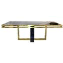 Brass and Blue Glass Rectangular Dining Table