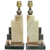 Pair of Marble Modernist Table Lamps Pair of Marble Modernist Table Lamps