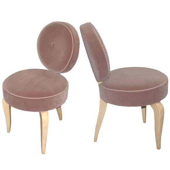 Pair of Tri Foot Round Chairs For Sale