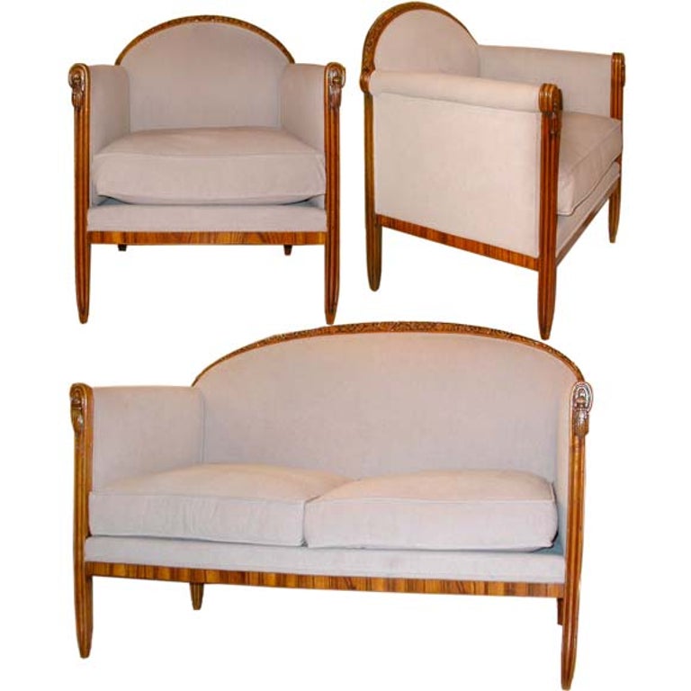 Canapé and Pair of Armchairs by Paul Follot For Sale at 1stDibs