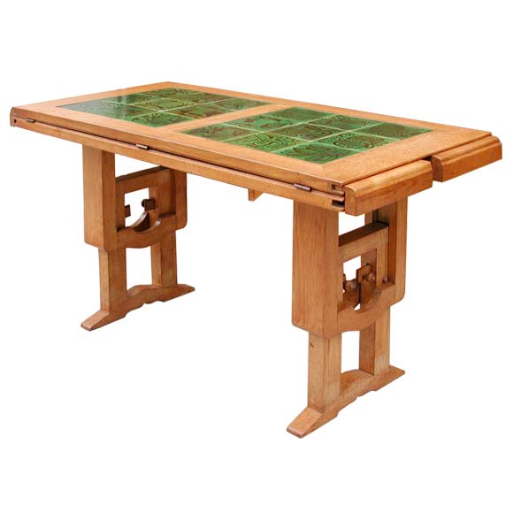 Adjustable Height Green Tile Top Table at 1stDibs