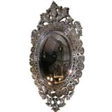 Vintage Open Etched Mirrored and Decor Oval Mirror