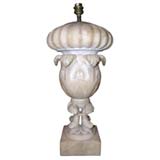 A Dolphin Base Acanthus Fountain Alabaster Table Lamp