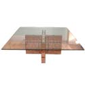 40's Peach Mirror Tiled X Base Table