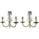 #3132 Pair of Gilt Bronze Palm and  Mirror Back Sconces