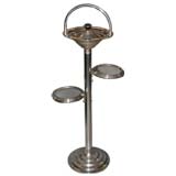 Vintage Chromed Metal Ash Try - Glass Stand