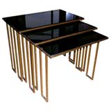 Jean Royère Black Opaline Top Nesting Tables