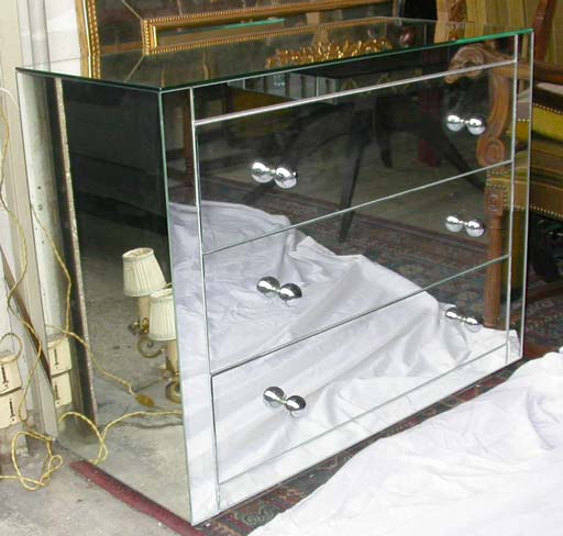 Small Three Drawer Mirrored Commode