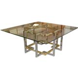 70
s Chrome and Gilt Metal Coffee Table