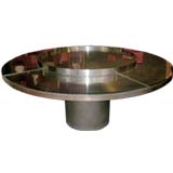 Large "Lazy Susan" Center Mirrored Glass Dining Table