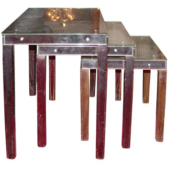Set of Mirrored Nesting Tables For Sale at 1stDibs