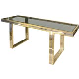 70's Brass and Chrome Console Table