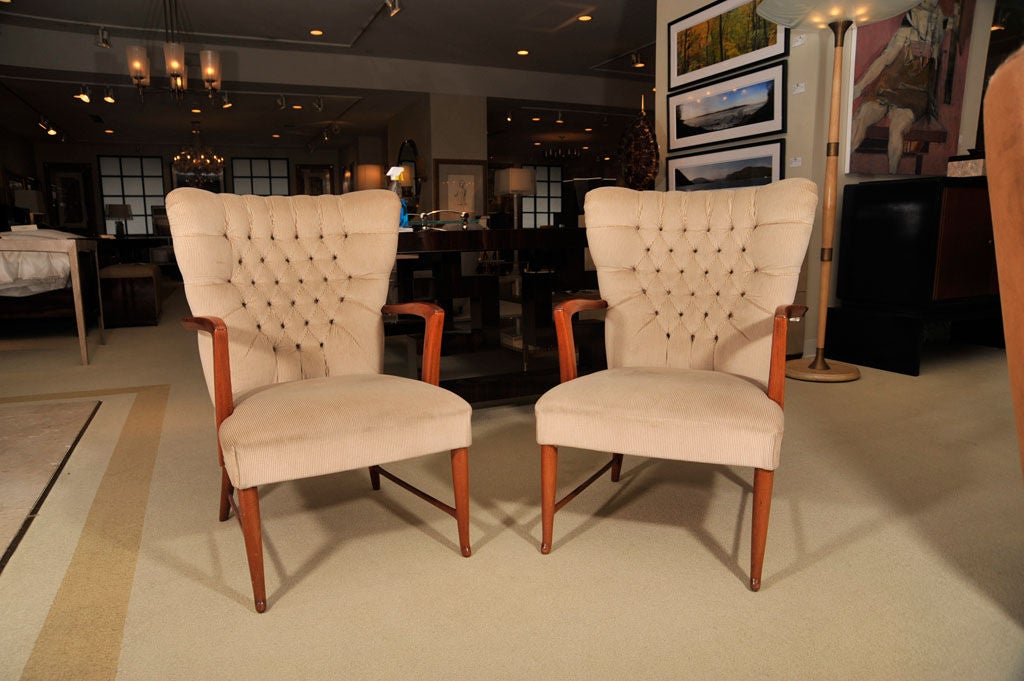 Pair of Mahogany Armchairs by Paolo Buffa For Sale 3