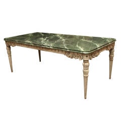 Painted dining table with faux marble top
