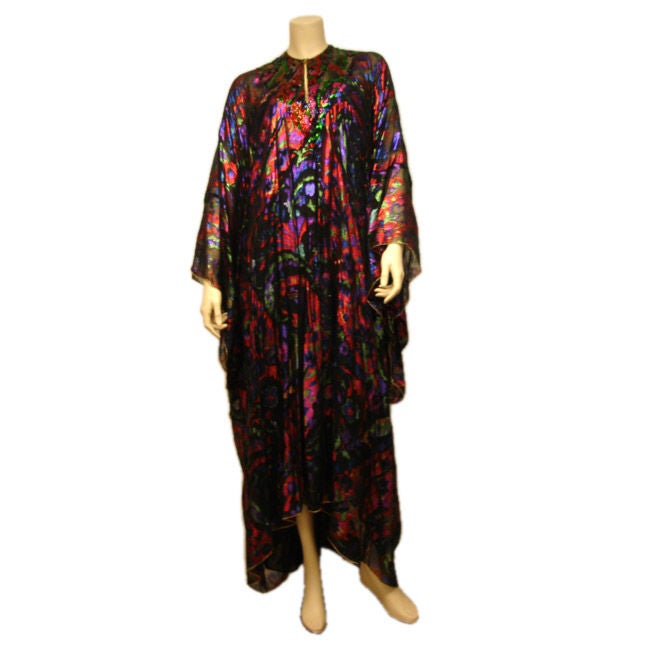 1970s Oscar de la Renta Silk Lame Tunic w/ Slip