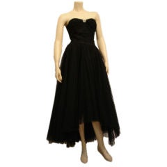 1950's Mollie Parnis strapless point d'esprit gown