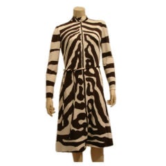 Vintage 1960s Silk Jersey Zebra Print Shift