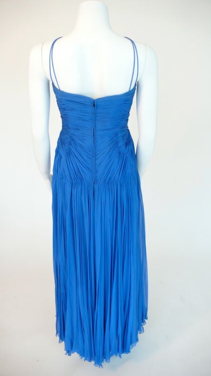 Blue Custom Silk Chiffon Gown from the estate of Leona Helmsley For Sale