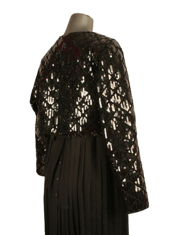 Chanel black sequined + quilted cropped evening jacket