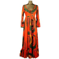 Geoffrey Beene silk "bohemian" style long 70's dress