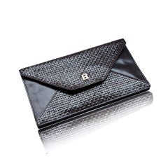 Chocolate brown woven leather Fendi clutch/shoulder bag
